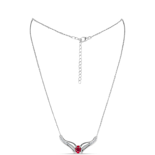 Colar de Prata com Rubi de Madagáscar e Topázio Branco  Contraste: Cabeca de Veado (800)