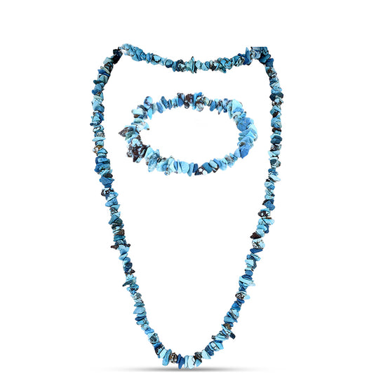 Conjunto com Turquesa Bela Adormecida ( Colar+Pulseira )