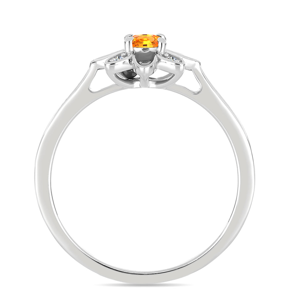 Anel de Prata com Safira Padparadscha e Topázio Branco 2 