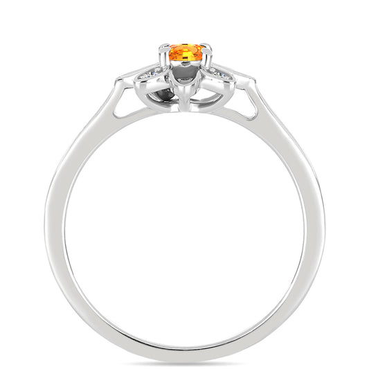 Anel de Prata com Safira Padparadscha e Topázio Branco