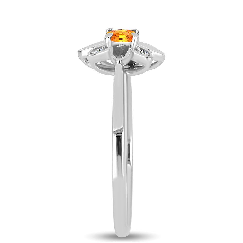 Anel de Prata com Safira Padparadscha e Topázio Branco 4 