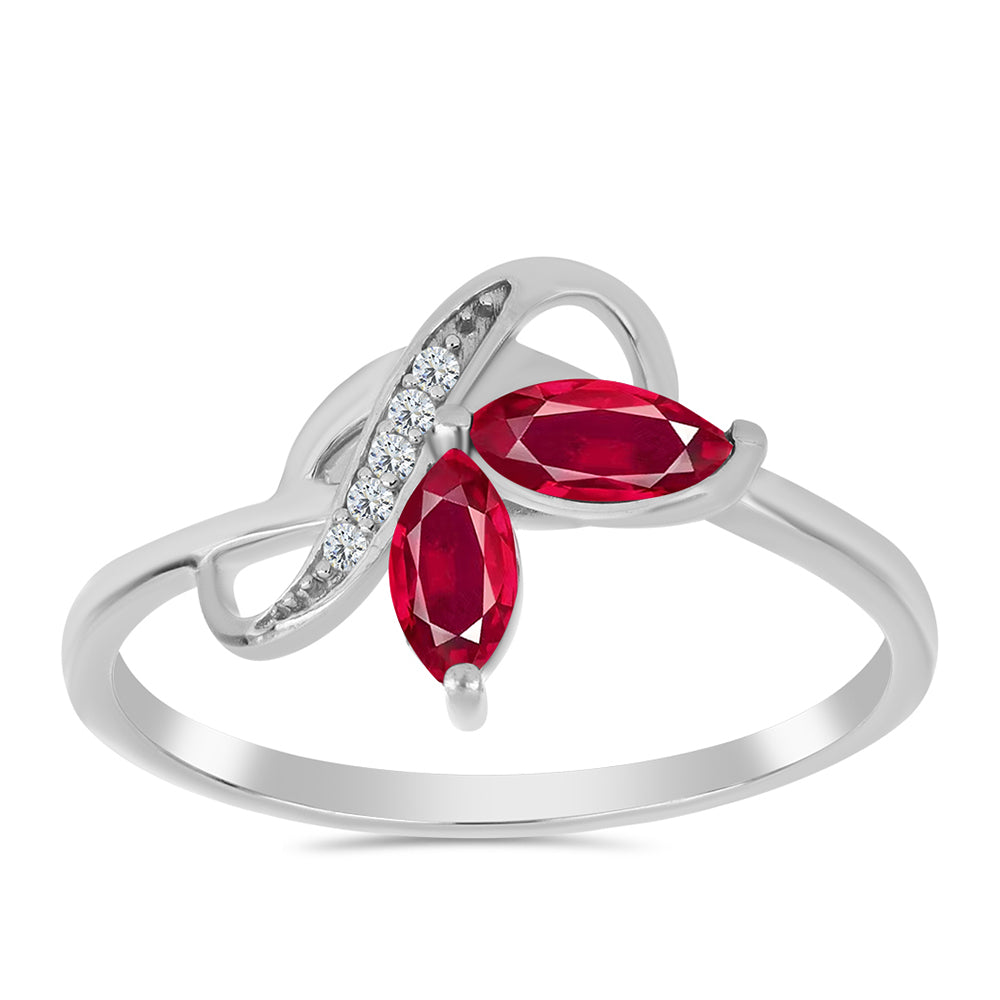 Anel de Prata com Rubi de Madagáscar e Topázio Branco