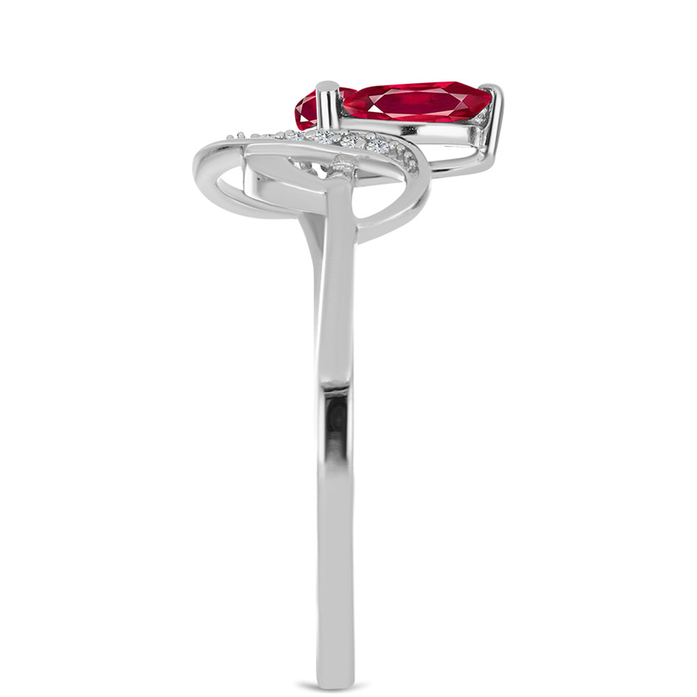 Anel de Prata com Rubi de Madagáscar e Topázio Branco 4 