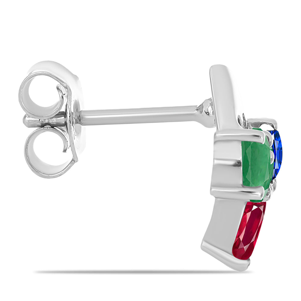 Conjunto de Prata com Rubi de Madagáscar e Esmeralda do Brasil ( Brincos+Anel )  Contraste: Cabeca de Veado (800) 4 