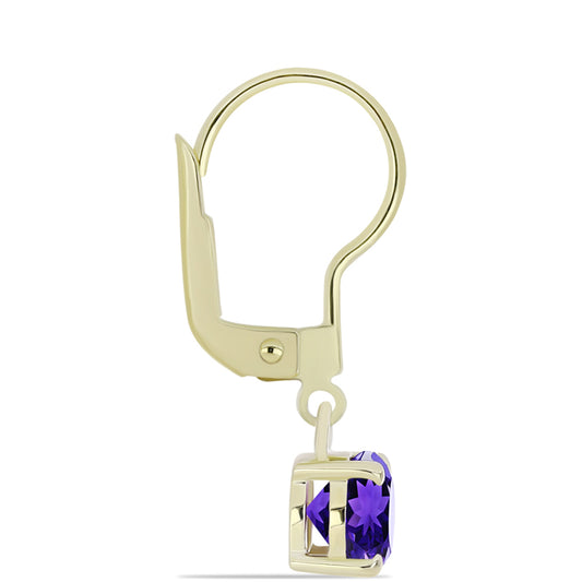 Brincos de Prata com Banho de Ouro com Ametista de Marrocos