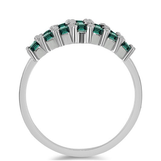 Anel de Prata com Moissanite Azul Mar Esverdeado  Contraste: Cabeca de Veado (800)