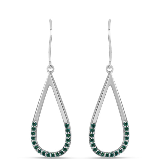 Brincos de Prata com Moissanite Azul Mar Esverdeado
