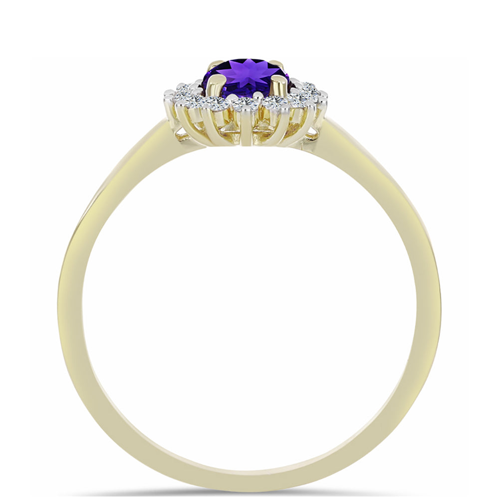 Anel de Prata com Banho de Ouro com Ametista de Marrocos e Topázio Branco 2 