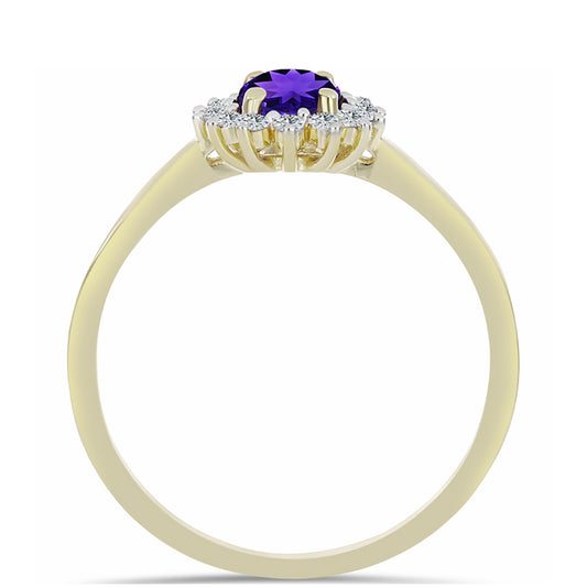 Anel de Prata com Banho de Ouro com Ametista de Marrocos e Topázio Branco