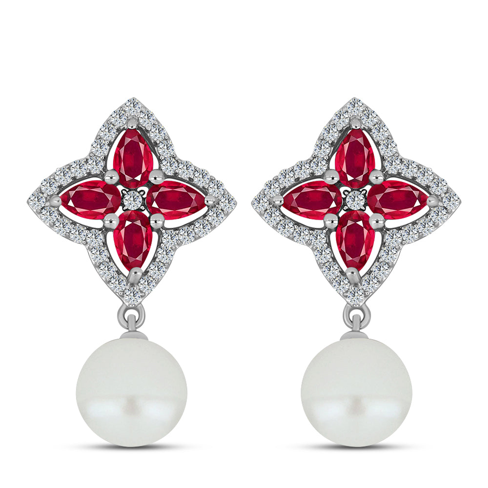 Pendente de Prata com Rubi de Madagáscar e Pérola de Água Doce Branca