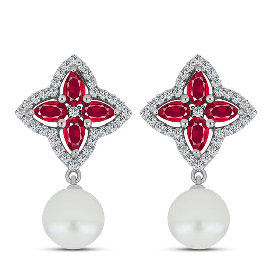 Pendente de Prata com Rubi de Madagáscar e Pérola de Água Doce Branca