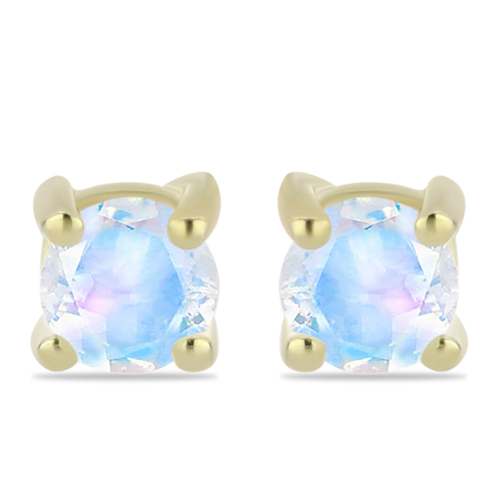 Brincos de Prata com Banho de Ouro com Pedra da Lua Arco-íris