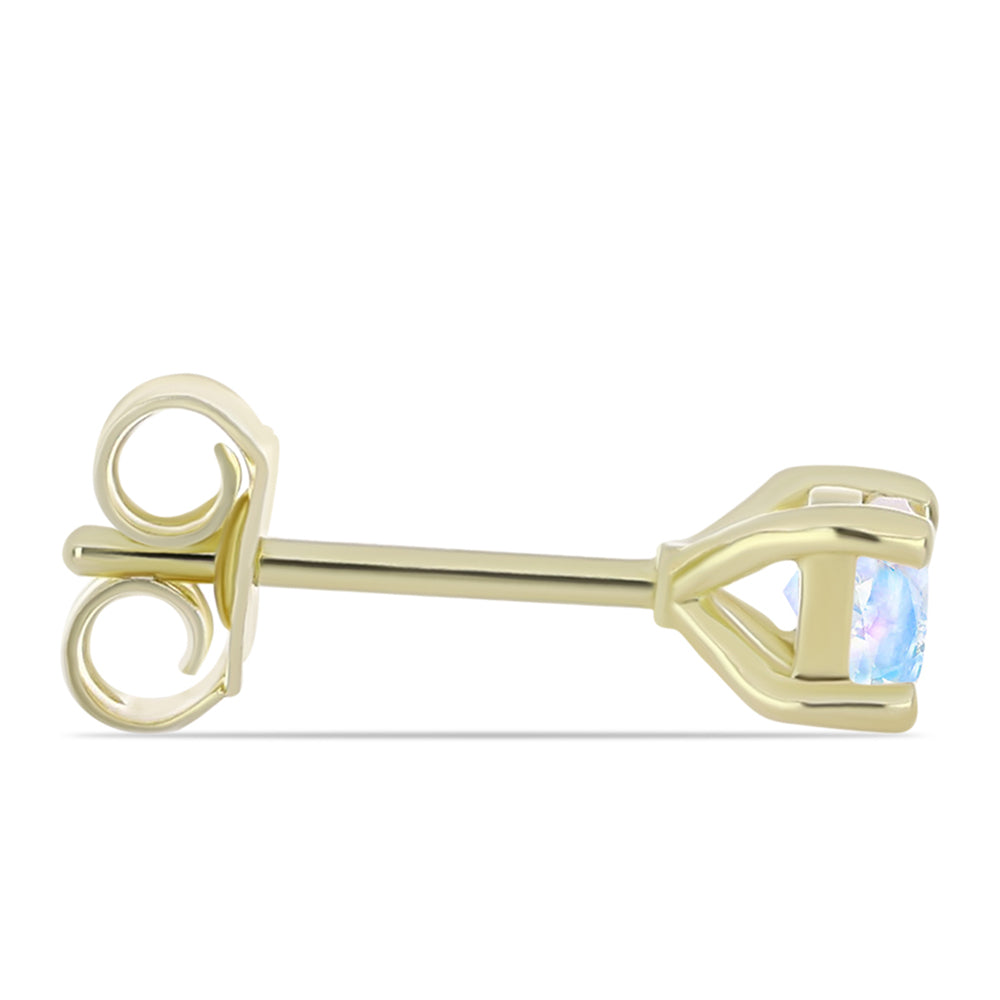 Brincos de Prata com Banho de Ouro com Pedra da Lua Arco-íris 2 