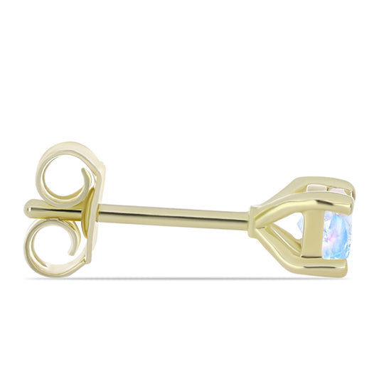 Brincos de Prata com Banho de Ouro com Pedra da Lua Arco-íris