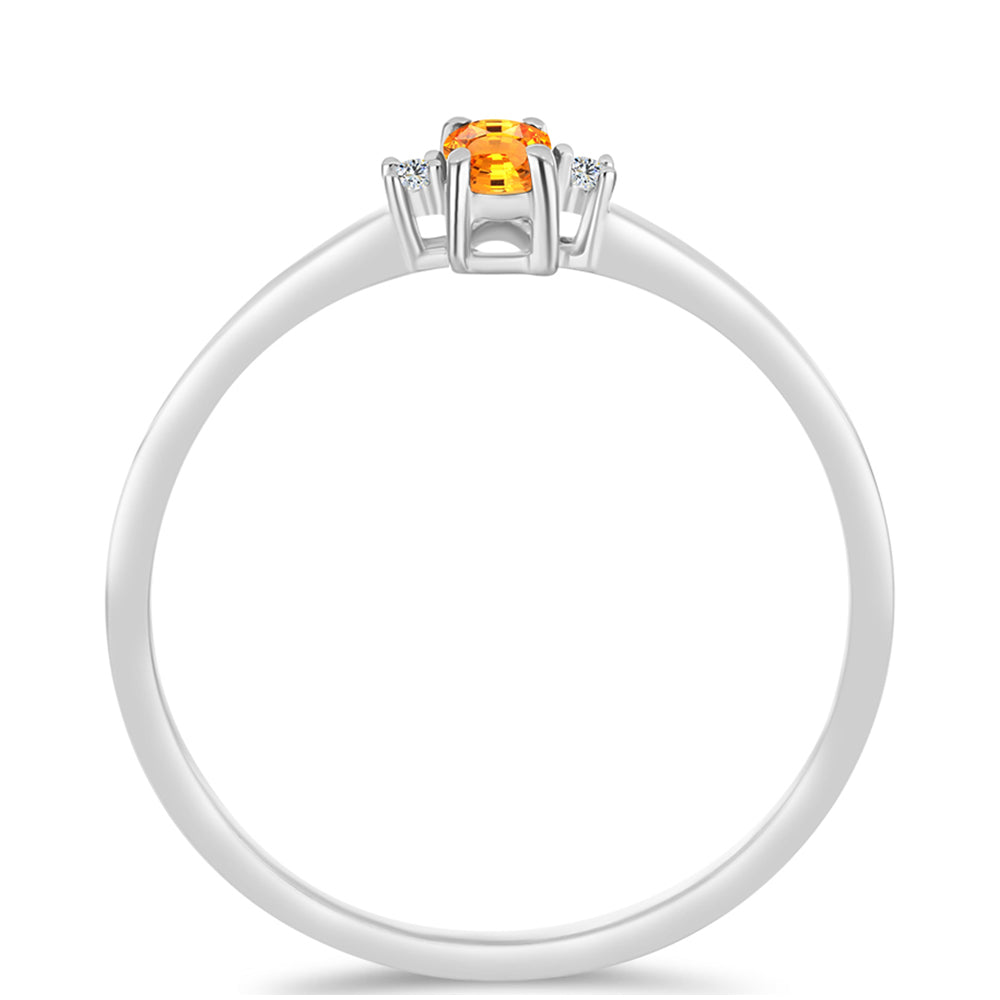 Anel de Prata com Safira Padparadscha e Topázio Branco