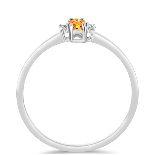 Anel de Prata com Safira Padparadscha e Topázio Branco