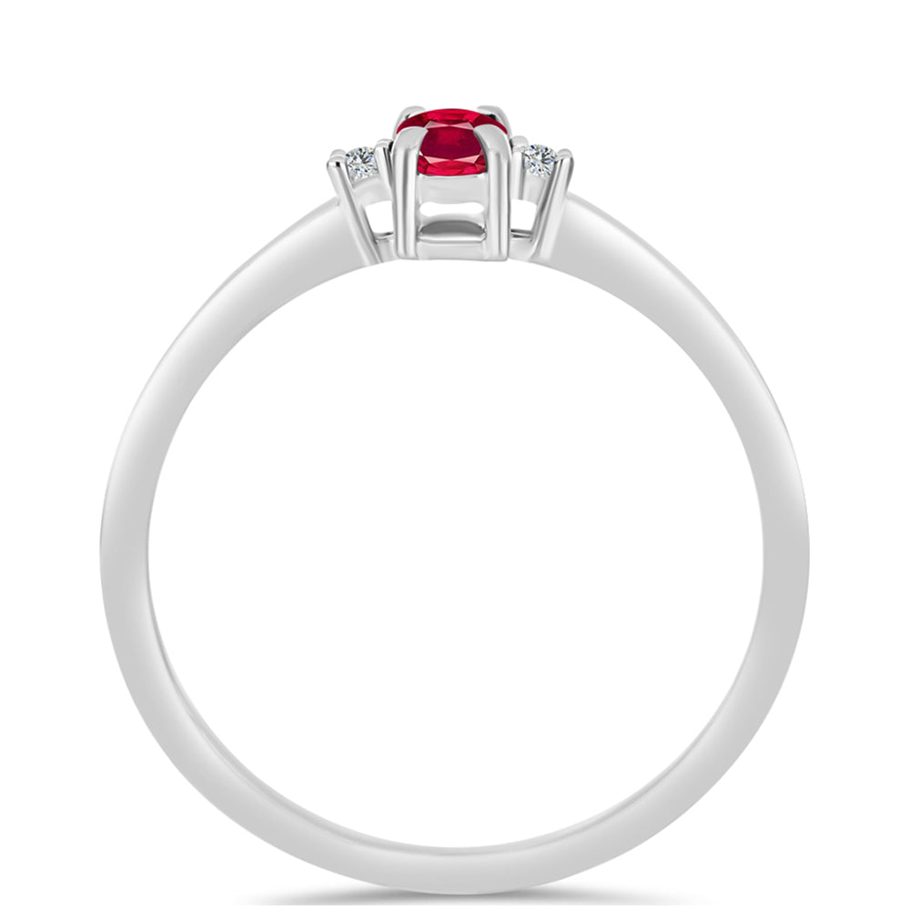 Anel de Prata com Rubi de Madagáscar e Topázio Branco 2 