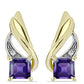 Brincos de Prata com Banho de Ouro com Ametista de Marrocos e Topázio Branco