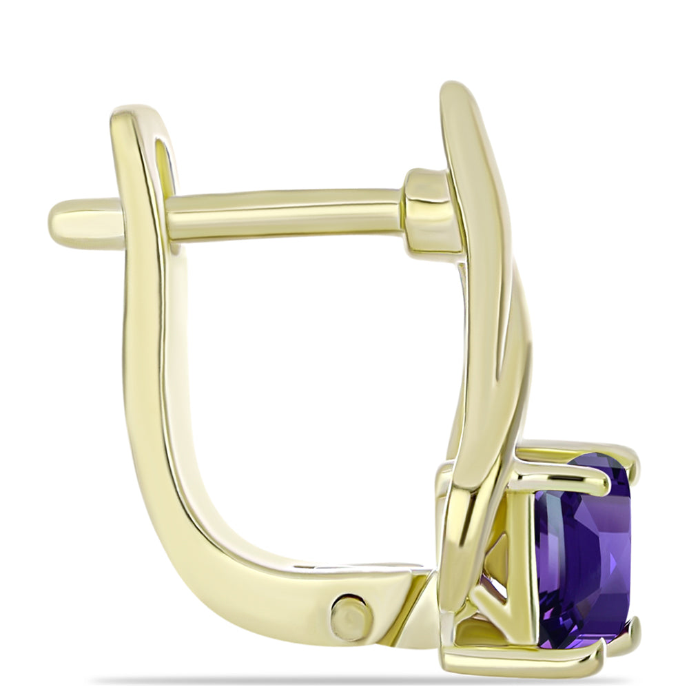 Brincos de Prata com Banho de Ouro com Ametista de Marrocos e Topázio Branco 2 