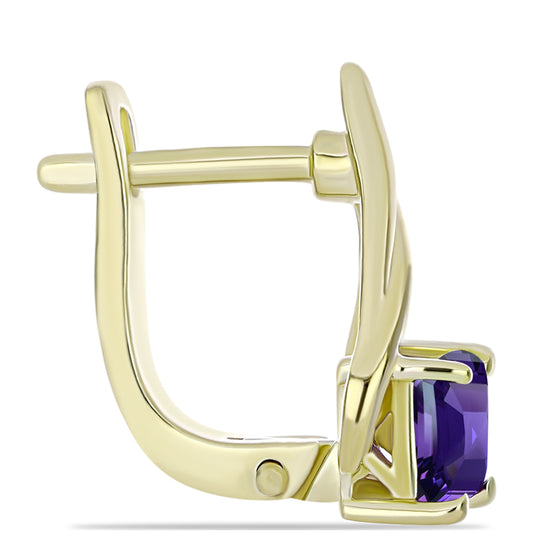 Brincos de Prata com Banho de Ouro com Ametista de Marrocos e Topázio Branco