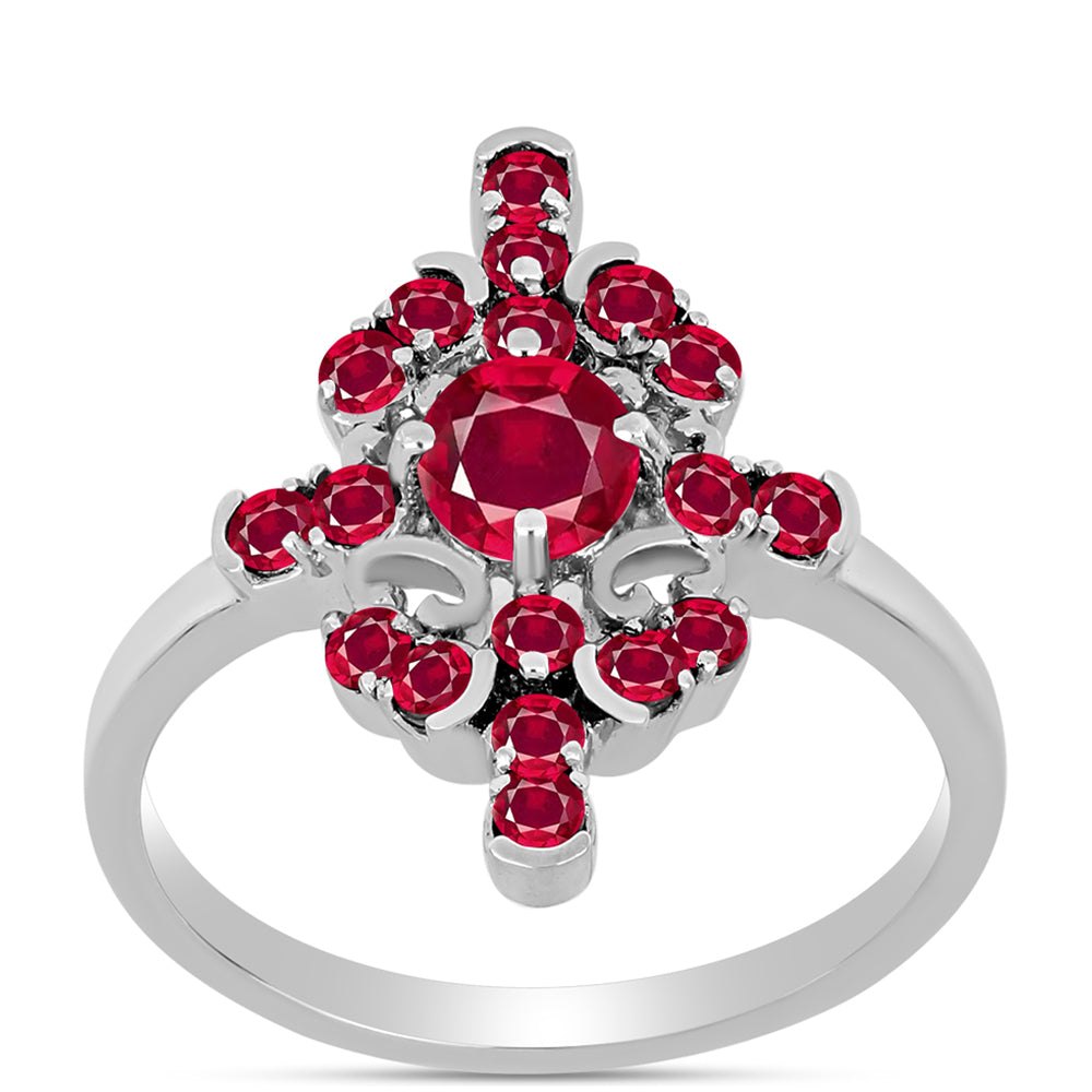 Anel de Prata com Rubi de Madagáscar  Contraste: Cabeca de Veado (800)