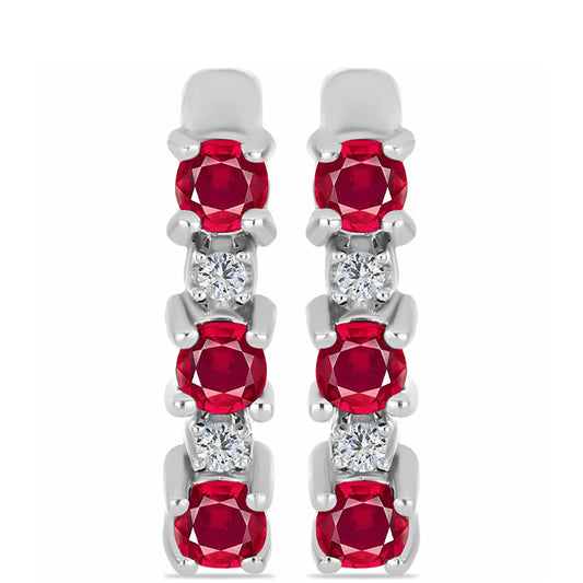 Brincos de Prata com Rubi de Madagáscar e Topázio Branco