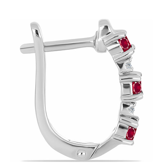 Brincos de Prata com Rubi de Madagáscar e Topázio Branco