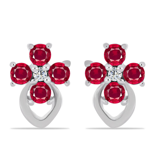 Brincos de Prata com Rubi de Madagáscar e Topázio Branco