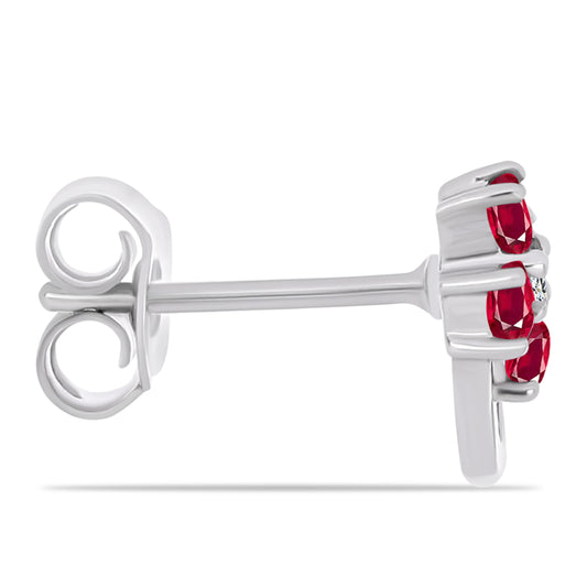Brincos de Prata com Rubi de Madagáscar e Topázio Branco