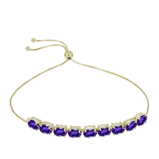 Pulseira de Prata com Banho de Ouro com Ametista de Marrocos  Contraste: Cabeca de Veado (800)