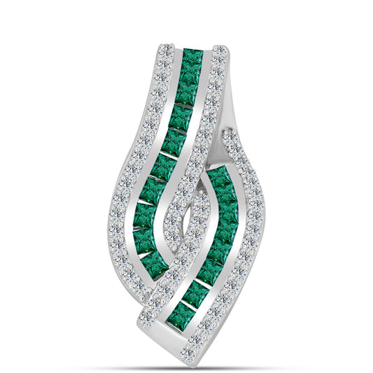 Pendente de Prata com Moissanite Azul Mar Esverdeado e Topázio Branco  Contraste: Cabeca de Veado (800)