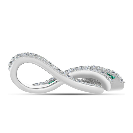 Pendente de Prata com Moissanite Azul Mar Esverdeado e Topázio Branco  Contraste: Cabeca de Veado (800)