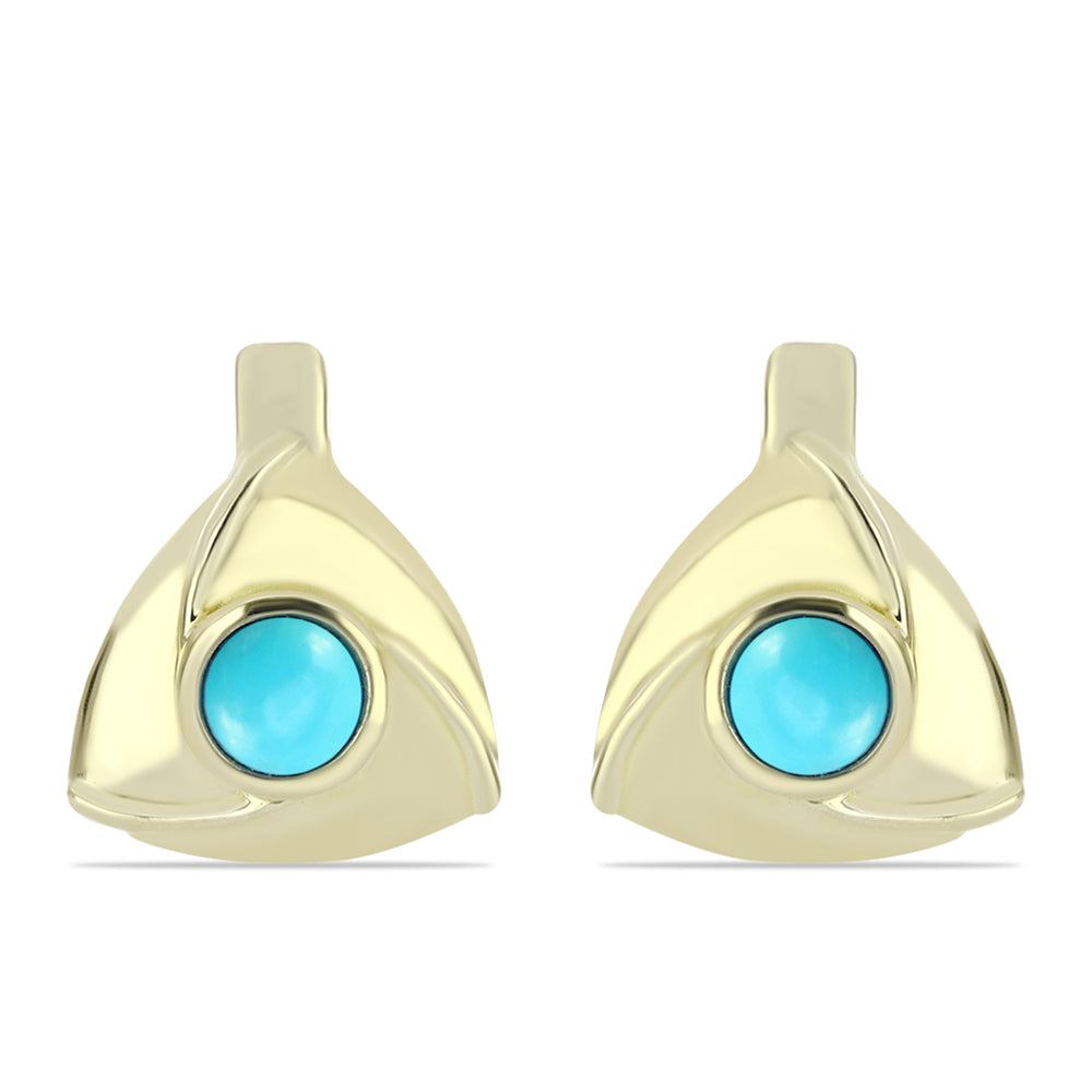 Brincos de Prata com Banho de Ouro com Turquesa Bela Adormecida 1 