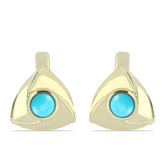 Brincos de Prata com Banho de Ouro com Turquesa Bela Adormecida