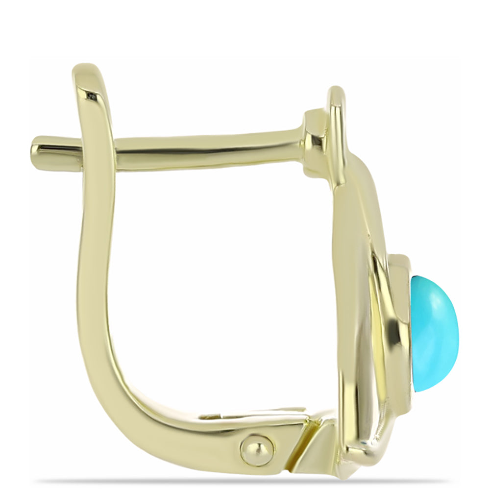 Brincos de Prata com Banho de Ouro com Turquesa Bela Adormecida 2 