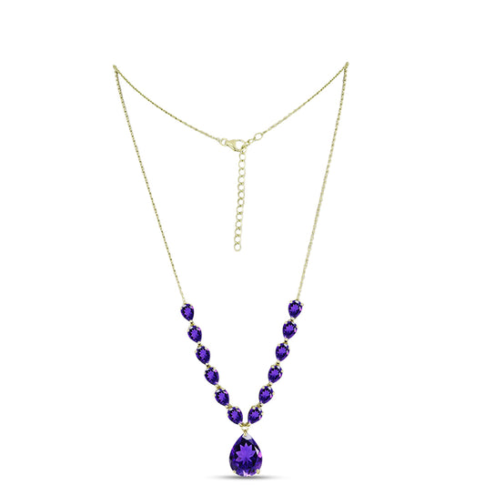 Colar de Prata com Banho de Ouro com Ametista de Marrocos  Contraste: Cabeca de Veado (800)