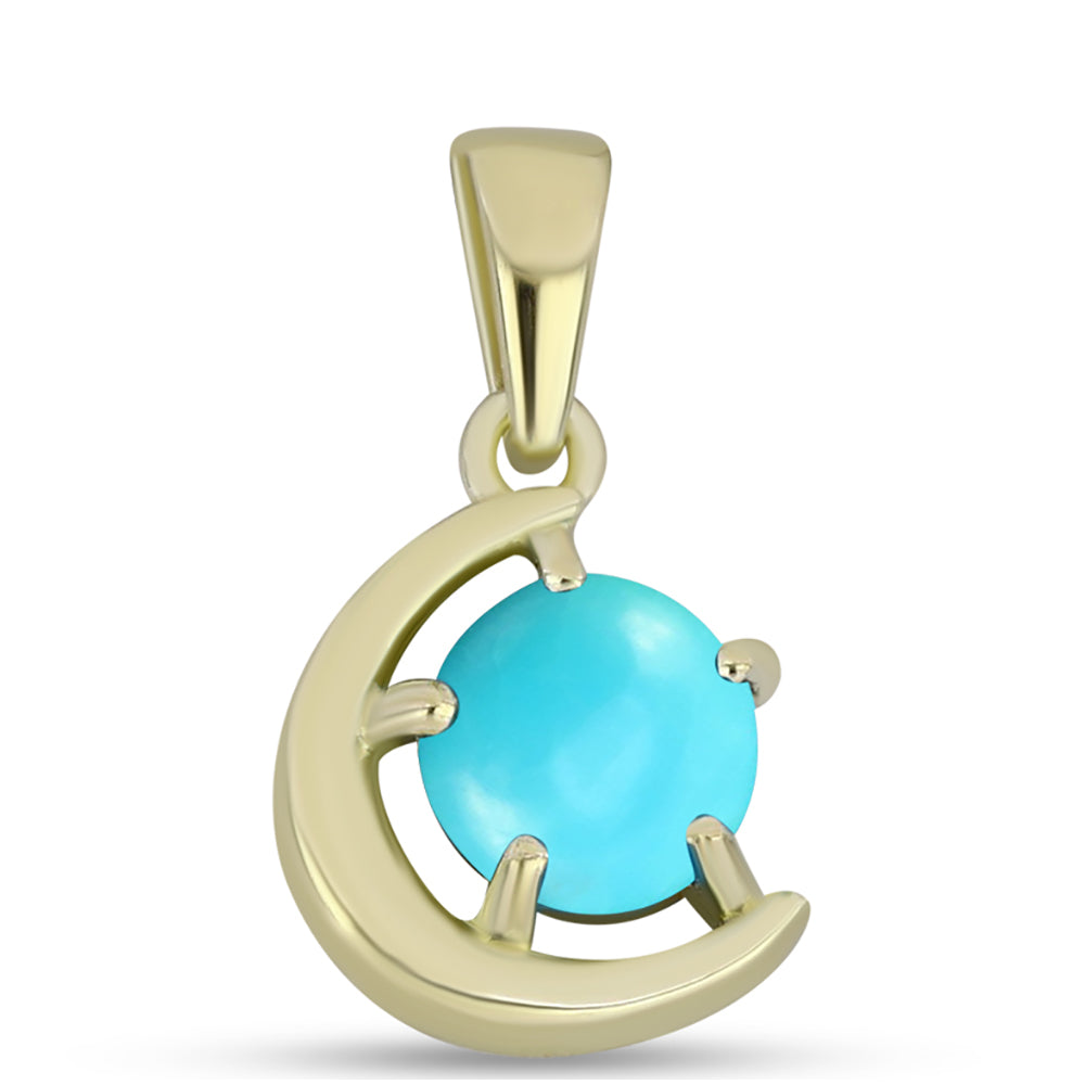 Pendente de Prata com Banho de Ouro com Turquesa Bela Adormecida 1 