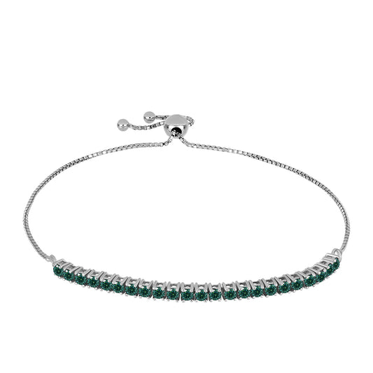 Pulseira de Prata com Moissanite Azul Mar Esverdeado  Contraste: Cabeca de Veado (800)