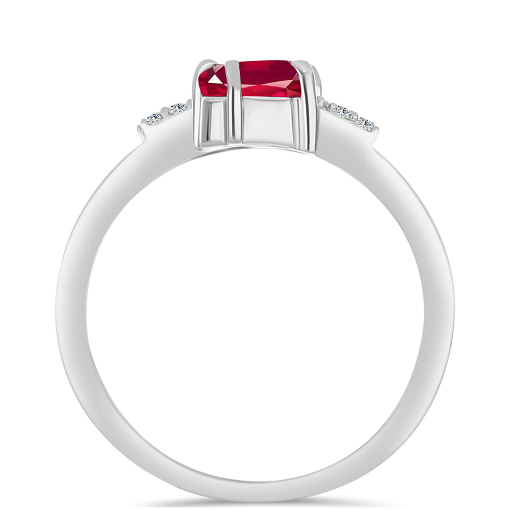 Anel de Prata com Rubi de Madagáscar e Topázio Branco