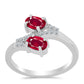 Anel de Prata com Rubi de Madagáscar e Topázio Branco