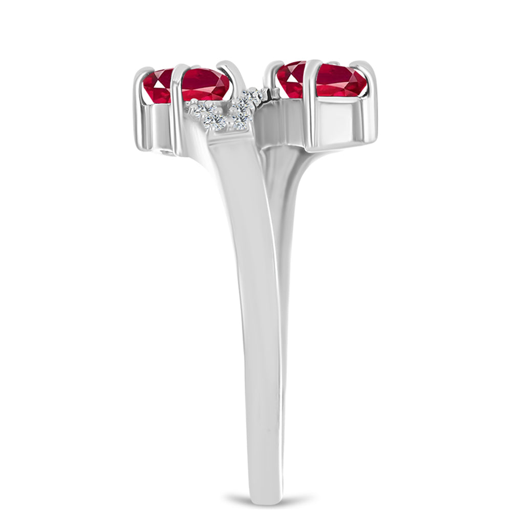Anel de Prata com Rubi de Madagáscar e Topázio Branco 4 