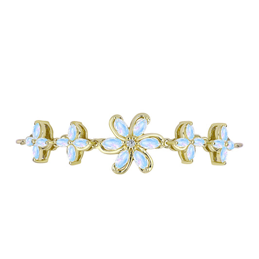 Pulseira de Prata com Banho de Ouro com Pedra da Lua Arco-íris  Contraste: Cabeca de Veado (800)