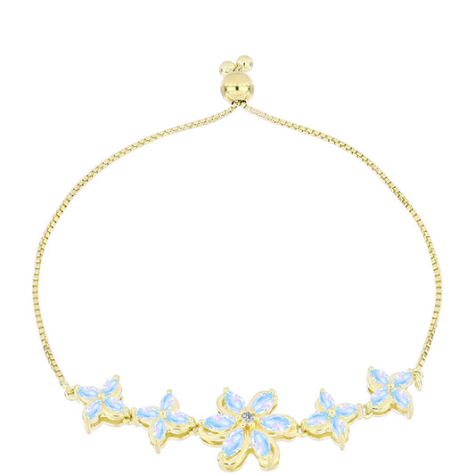 Pulseira de Prata com Banho de Ouro com Pedra da Lua Arco-íris  Contraste: Cabeca de Veado (800)