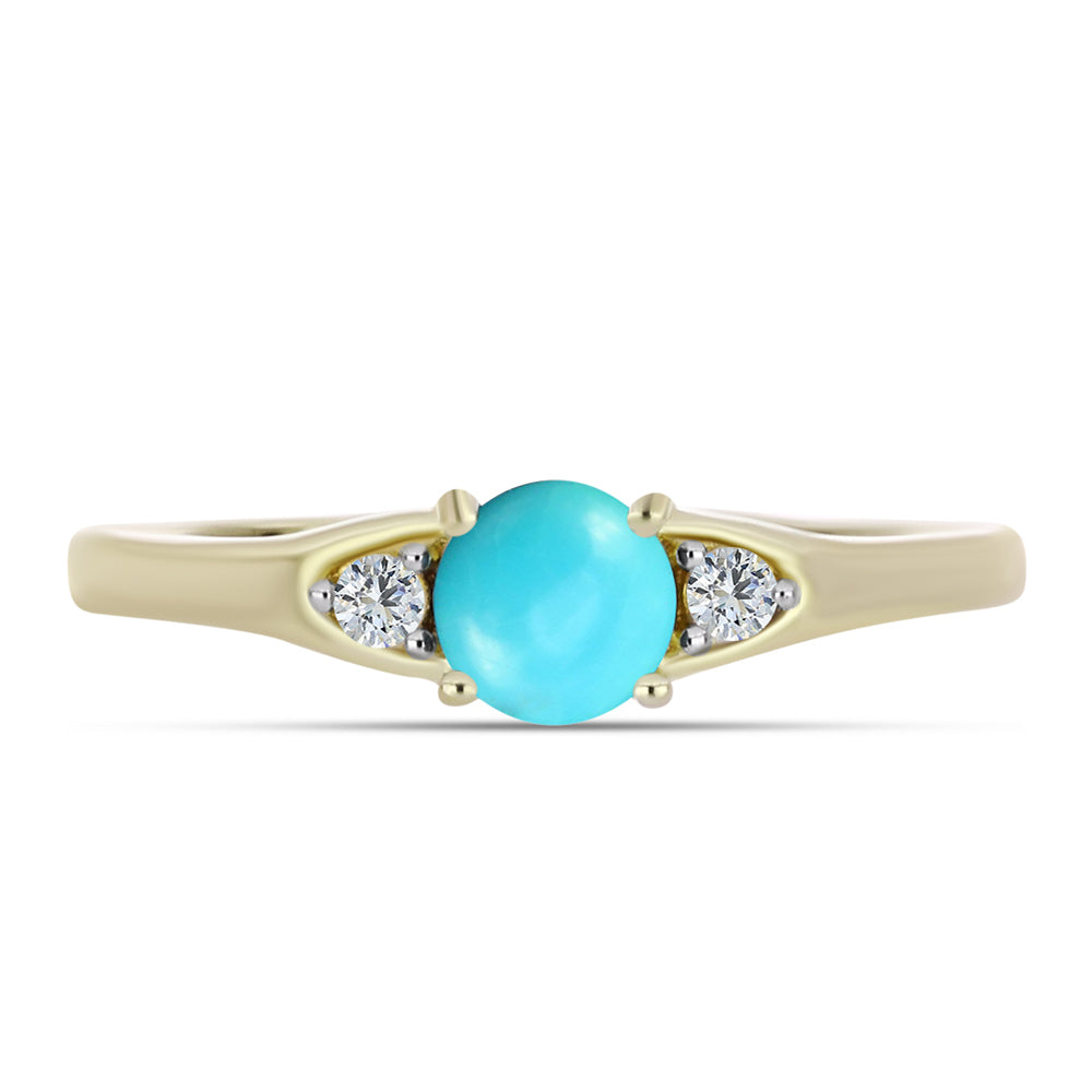 Anel de Prata com Banho de Ouro com Turquesa Bela Adormecida e Topázio Branco 1 