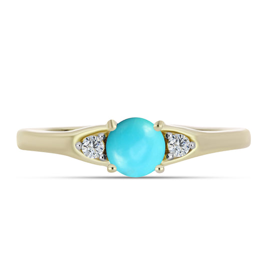 Anel de Prata com Banho de Ouro com Turquesa Bela Adormecida e Topázio Branco