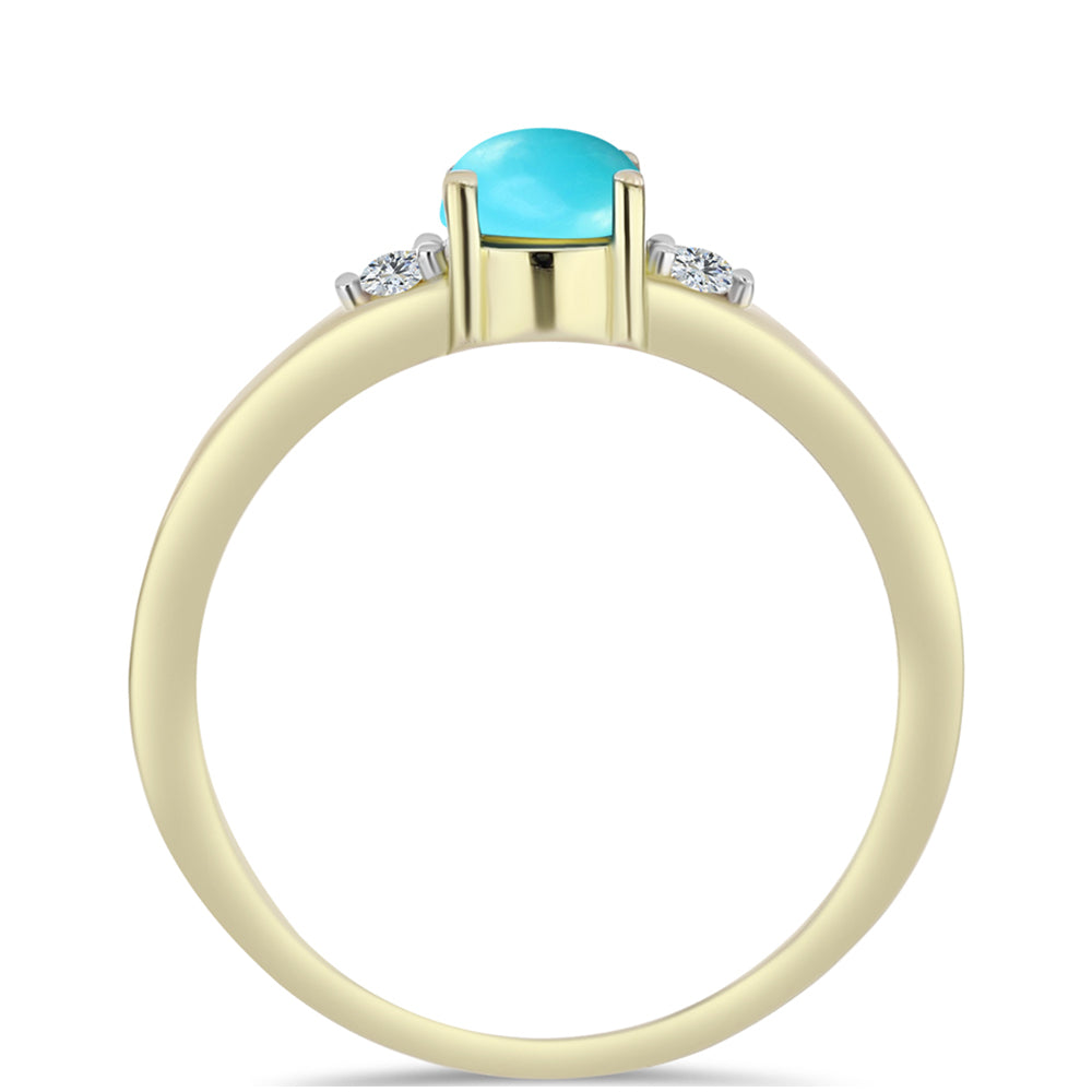 Anel de Prata com Banho de Ouro com Turquesa Bela Adormecida e Topázio Branco 2 