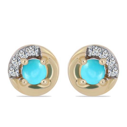 Brincos de Prata com Banho de Ouro com Turquesa Bela Adormecida e Topázio Branco