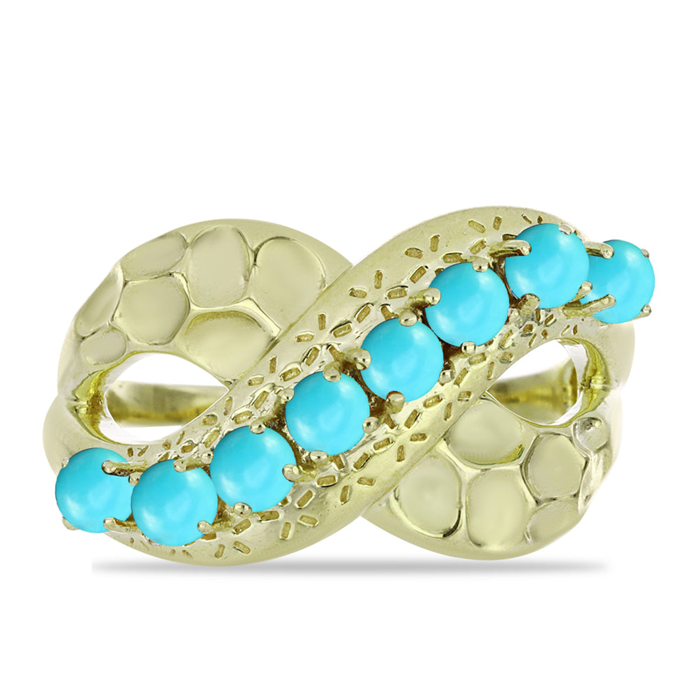 Anel de Prata com Banho de Ouro com Turquesa Bela Adormecida  Contraste: Cabeca de Veado (800) 1 