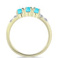 Anel de Prata com Banho de Ouro com Turquesa Bela Adormecida e Topázio Branco