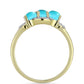 Anel de Prata com Banho de Ouro com Turquesa Bela Adormecida e Topázio Branco